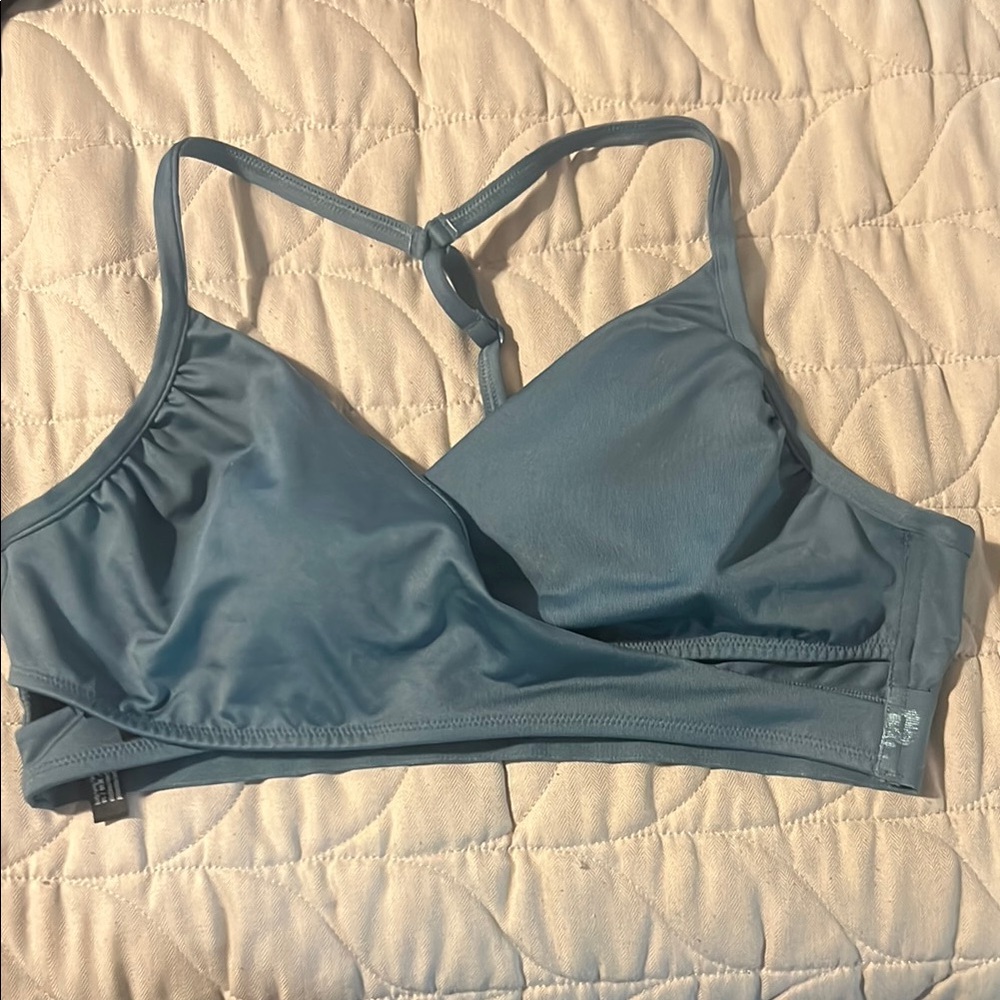 PINK Victoria's Secret Blue Sports Bra with Crossed Straps